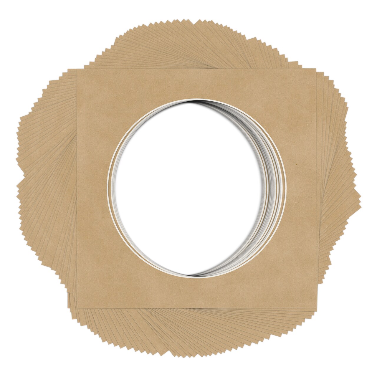 Beige Suede Mat Board for 10x10 Frames - Circle Opening for 8x8 Photos